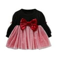thumbnail image 1 of Gaexia Girls Christmas Dress Funny Holiday Outfits,Toddler Baby Girls Dress Christmas Party Long Sleeve Bowknot Tulle Princess Dresses,Red,12-18 Months, 1 of 4