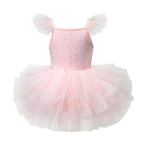 Gaexia Girls Dresses ,Girls Dance Dress Sleeveless Ballet Tutu With Rhinestones For Recital Performance And Gymnastics Leotard Party Outfit (Light Pink,5-6 Years)
