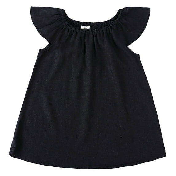 Gaexia Girls Dresses ,Kids Toddler Baby Girls Spring Summer Solid Ruffle Sleeveless Princess Dress Clothes (Black,18-24 Months)