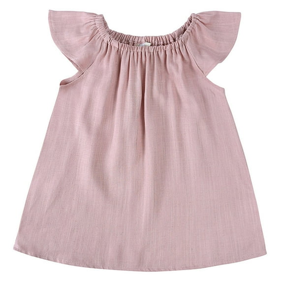 Gaexia Girls Dresses ,Kids Toddler Baby Girls Spring Summer Solid Ruffle Sleeveless Princess Dress Clothes (Pink,3-4 Years)