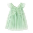 thumbnail image 1 of Gaexia Girls' Dresses Pink Flying Cap Sleeve Tulle Backless Party Birthday Dresses High Waist Cute Casual Midi Casual Sundress for 2-7 Years Green,120, 1 of 5