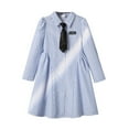 thumbnail image 1 of Gaexia Girls Fall Dresses,Stylish Girls Dresses Casual Striped Long Sleeve Shirt Dress With Preppy School For Everyday Wear,Sky Blue,10-11 Years, 1 of 8
