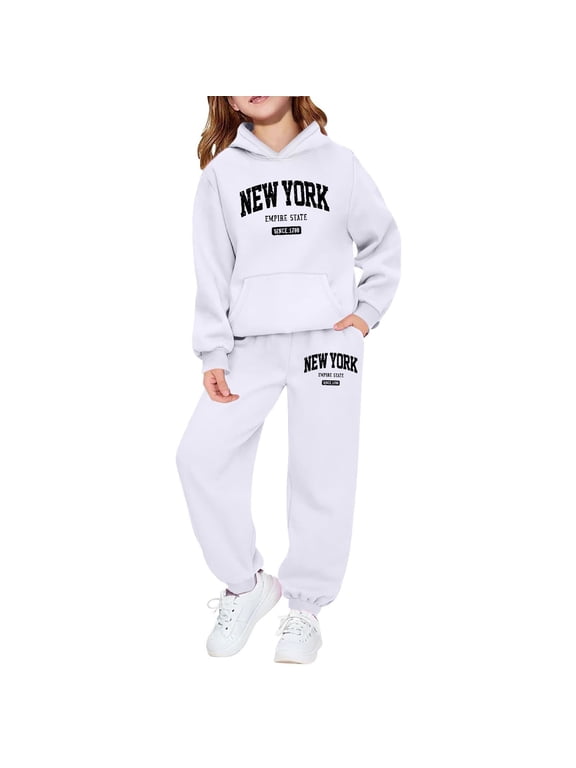 Girls Fall Outfits Size 10-12 ,Girls' Long Sleeve Hoodie And Sweatshirt With Letter Print For Casual Wear And Outdoor Activities