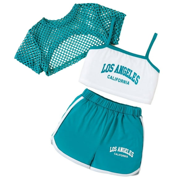Gaexia Girls Fall Outfits Size 10-12 ,Girls Summer Outfits 3 Piece Set Casual Loose Fit Sleeveless Top Shorts Combo Comfortable Breathable Playwear For Outdoor Activities Age 8 14