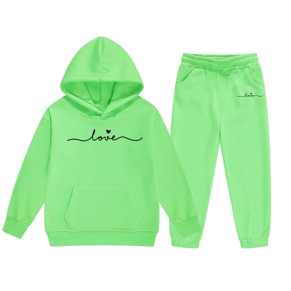 Gaexia Girls Fall Outfits Size 7/8 ,Girls Hoodie and Joggers Set Stylish Winter Outfit Comfy Casual Kids Clothes for Toddler to with Print,10-11 Years