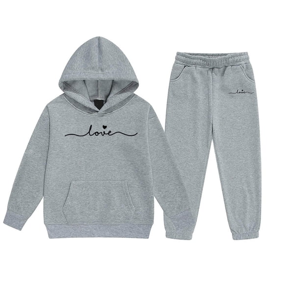 Gaexia Girls Fashion ,Girls Hoodie and Joggers Set Stylish Winter Outfit Comfy Casual Kids Clothes for Toddler to with Print,8-9 Years