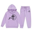 thumbnail image 1 of Gaexia Girls Hoodie And Pants Set Kids Casual Outfit Letter Print Sweatshirt Joggers Comfy Two Piece Toddler Winter Clothes, 1 of 4