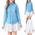 thumbnail image 1 of Gaexia Girls Long Sleeve Blouse Ruffle Dress Shirt For School Performance And Girls Clothes (Sky Blue,17-18 Years), 1 of 5