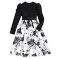 thumbnail image 1 of Gaexia Girls Long Sleeve Fall Dresses,Girls Dresses Spring Summer Floral Print Knit Blend Long Sleeve Vintage Style Dress For Big Girls Age 7 12 Outdoor Casual Party Photo,Black,9-10 Years, 1 of 8