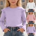 thumbnail image 1 of Gaexia Girls Long Sleeve Ruffle Top Round Neck Casual Blouse For Autumn Seasons Girls Fashion Soft Tee (Pink,6-7 Years), 1 of 5