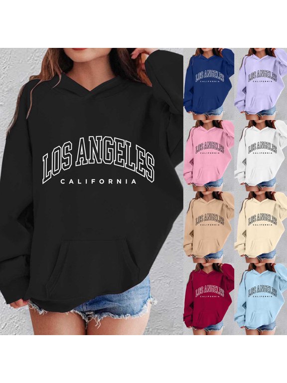 Girls Los Angeles California Hoodie Letter Print Pullover Sweatshirt for Kids Youth Casual Fall Winter Top 2-13 Years