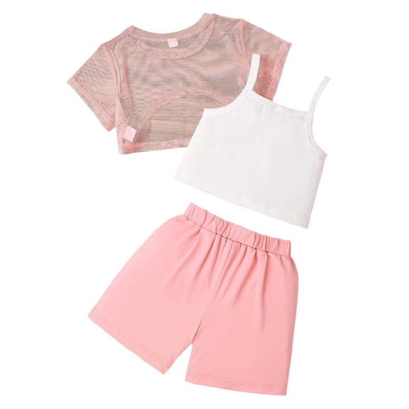 Gaexia Girls Outfits Set Toddler Summer Casual Wear Top And Suspenders Romper Everyday Outfit For Baby 1 6 Years,Pink,2Y