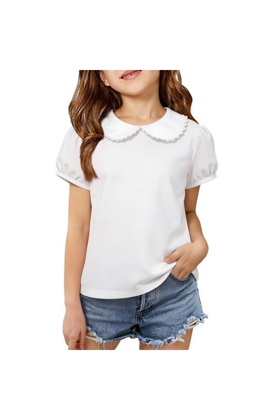 Girls Ribbed Crop Top Short Sleeve Tee Square Neck Raglan Basic Casual Shirt For Kids Toddler Youth