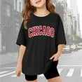 thumbnail image 1 of Gaexia Girls Shirt Short Sleeve Letter Print Basic Layering Tee Summer Clothes for Back To School Casual Summer Blouse for Girls School Uniform,Black, 1 of 6