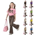 thumbnail image 1 of Gaexia Girls Shirts and Pants Set,Girls Casual Fashion Outfit Bow Short Sleeve Top and Long Pants Comfy Two Piece Playwear Fashion Clothes,8-9 Years, 1 of 5