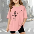 thumbnail image 1 of Gaexia Girls Short Sleeve Shirts 10-12 Printed Round Neck Kids Tee Tops Modern Fit Back To School Shirts Kids Hanukkah Summer Blouse for Girls School Uniform,Pink, 1 of 6