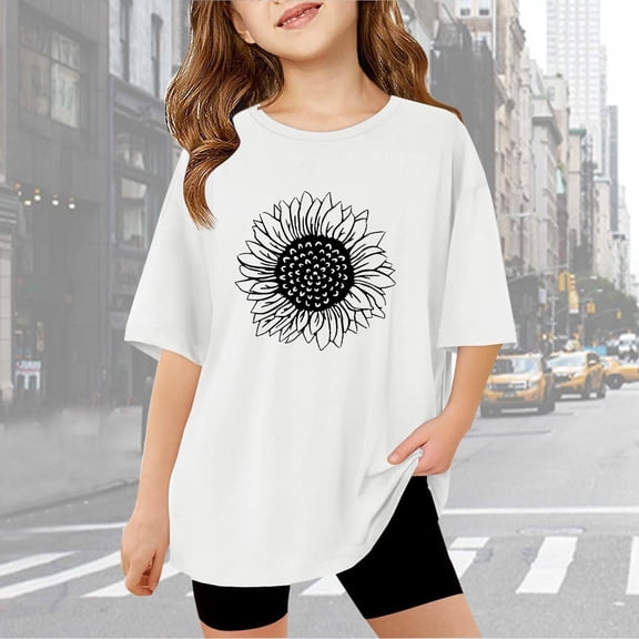 Gaexia Girls Short Sleeve Shirts Size 6 Casual Summer Tops Basic Layering Tee Relaxed Fit Clothes for Back To School Vacation Casual Summer Tops School Uniform,White