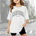 thumbnail image 1 of Gaexia Girls Short Sleeve White Shirt Graphic Kids Tee Tops Relaxed Fit Back To School Clothes for Kids Festival Casual Summer Tops School Uniform,White, 1 of 6