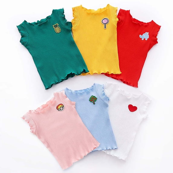 Gaexia Girls Sleeveless Tank Top Casual Summer Tee Shirt Soft Blend Basic For Toddler Youth (Yellow,18-24 Months)