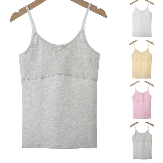Gaexia Girls Soft Stretch Training Camisole Undershirt Comfort Fit Seamless Layering Top For Girls Clothes (Beige,12-14 years)