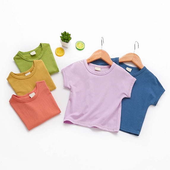Gaexia Girls Soft Summer Short Sleeve Tee Shirt Loose Fit Casual Round Neck Top Breathable Girls Fashion Comfort (Khaki,2-3 Years)
