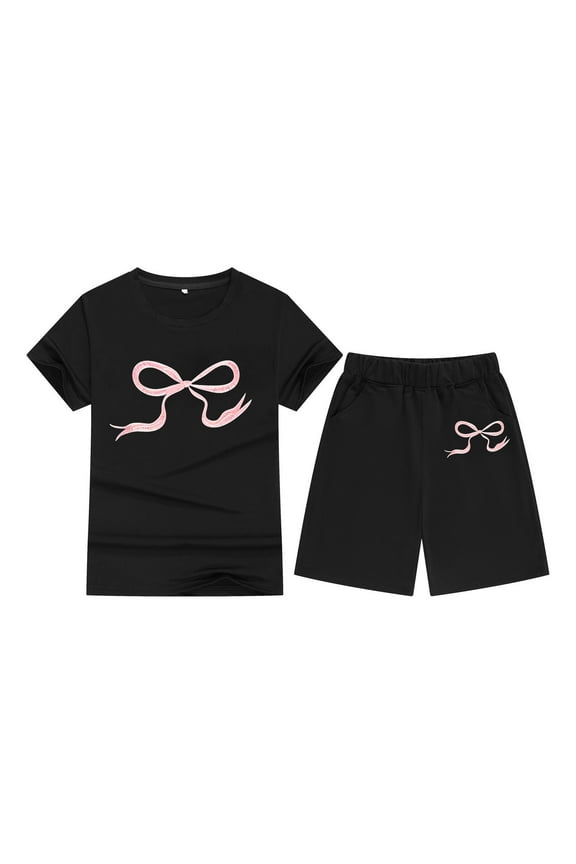 Girls Summer Outfits Size 10-12 Ruffles Short Sleeve Clothes Cotton Outfits Short Sport T-Shirt and Shorts Set Summer Shorts Sets Children Kid Girls