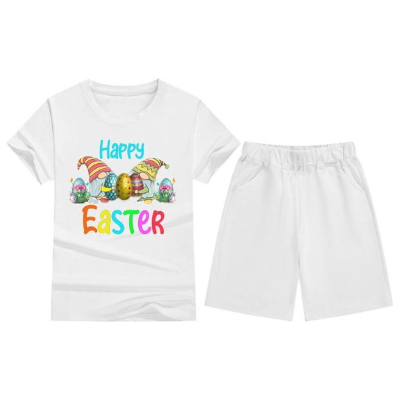 Gaexia Girls Summer Outfits Size 14-16 Round Neck Print Short Sleeve Clothes Casual Blouse and Shorts 2pcs Clothes Set Children Kid Girls