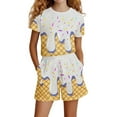 thumbnail image 1 of Gaexia Girls Summer Outfits Size 7/8 Round Neck Print Shorts Outfits Clothes Casual Blouse and Shorts 2pcs Clothes Set Toddler Girls, 1 of 3