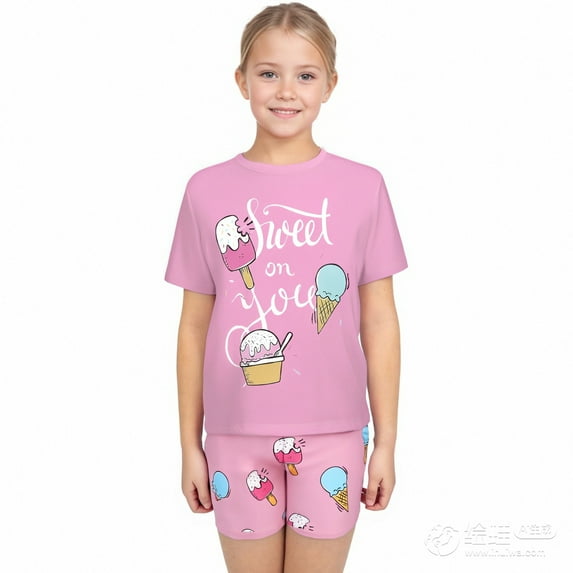 Gaexia Girls Summer Outfits Size 8-10 Round Neck Print Shorts Outfits Clothes Casual Sport T-Shirt and Shorts Set Two Piece Set Little Girls