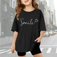 thumbnail image 1 of Gaexia Girls Summer Tops 10-12 Floral Print T Shirt Top Kids Oversized Back To School Clothes for Tween Girls Casual Summer Blouse for Girls School Uniform,Black, 1 of 6