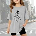 thumbnail image 1 of Gaexia Girls Summer Tops 10-12 Letter Print Blouse Tops Pull-On Back To School Cloth Birthday Summer Blouse for Girls School Uniform,Grey, 1 of 6