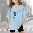 thumbnail image 1 of Gaexia Girls Summer Tops Size 8 Printed Round Neck Blouse Tops Oversized Kids Back To School Festival Summer Blouse for Girls School Uniform,Sky Blue, 1 of 6