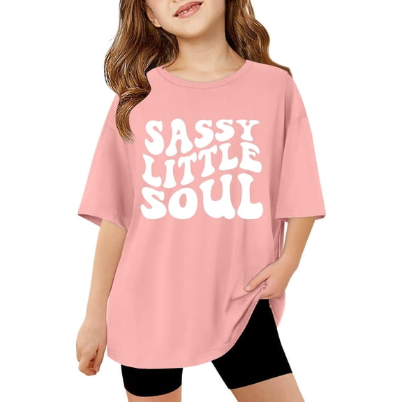 Gaexia Girls Summer Tops Solid Color Blouse Tops Baggy Back To School Shirt Graduation Summer Blouse for Girls Pink 130