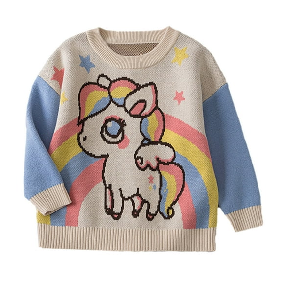 Gaexia Girls Sweaters,Girls Christmas Sweaters 6T,Toddler Girl Pullover Sweaters Cute Prints Crewneck Knit Sweater Tops