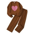 thumbnail image 1 of Gaexia Girls Tracksuit Long Sleeve Top and Wide Leg Pants Outfit for Big Kids Comfortable Casual Cozy Two Piece Set for School ,Brown,9-10 Years, 1 of 9