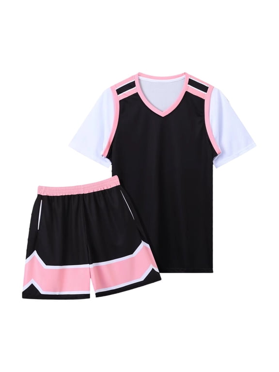 Girls Youth Training Sports Teamwear Outfit 2-Piece Summer Performance Athletic Versatile Comfortable Breathable Soft Quick-Dry Set for Kids Adults 5-14 Years