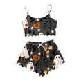 thumbnail image 1 of Gaexia Halloween Pajamas Women Cute Print Lettuce Cami and High Waist Shorts Soft Nightwear Set Funny Skeleton Sleepwear 2 Piece Nightwear, 1 of 3