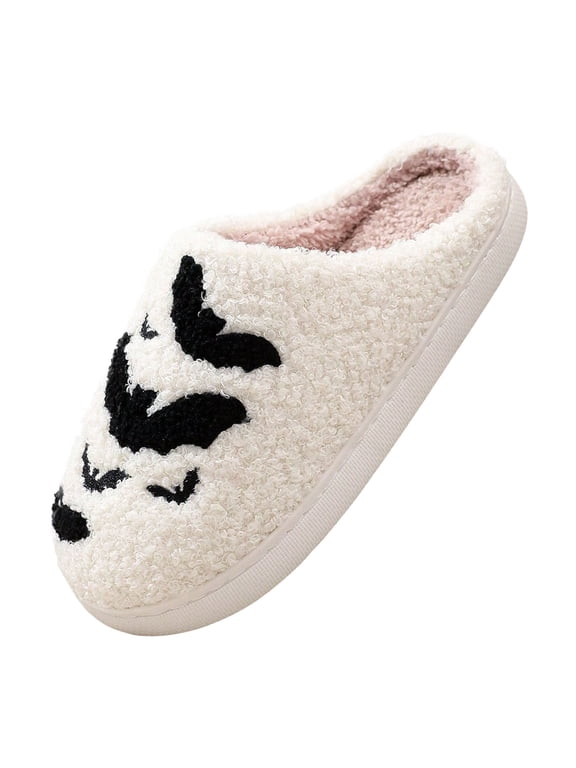 Halloween Slippers for Women Plush Warm House Shoes Winter Wool Lined Fall Slippers House Shoes Warm Winter Gift for Women
