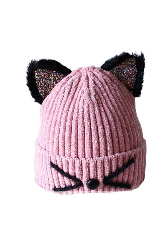 Hats For Baby Girls,Adorable Animal Knitted Winter Hat for Toddlers and Kids Featuring Playful Cat Ears Design