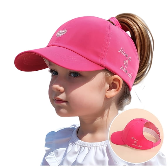 Gaexia Kids Adjustable Baseball Cap with Ponytail Hole Breathable Summer Sun Visor Lightweight Outdoor Sports Hat for Girls Toddler