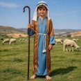 thumbnail image 1 of Gaexia Kids Shepherd Outfit Boys Robe Set Head Wrap Belt Biblical Theme Dress Up Clothing Pageant Outfit, 1 of 5