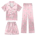 thumbnail image 1 of Gaexia Kids Silk Pajamas 3 Piece Girls Boys Satin Pajamas Set Button-Down PJs Set Soft Loungewear Short Sleeve Sleepwear, 1 of 6