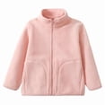 thumbnail image 1 of Gaexia Kids Solid Color Jacket With Stand Collar Zipper Front For School Wear Autumn Winter Warm Outerwear Top Boys Girls Youth, 1 of 4