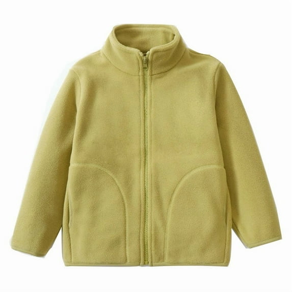 Gaexia Kids Solid Color Jacket With Stand Collar Zipper Front For School Wear Autumn Winter Warm Outerwear Top Boys Girls Youth