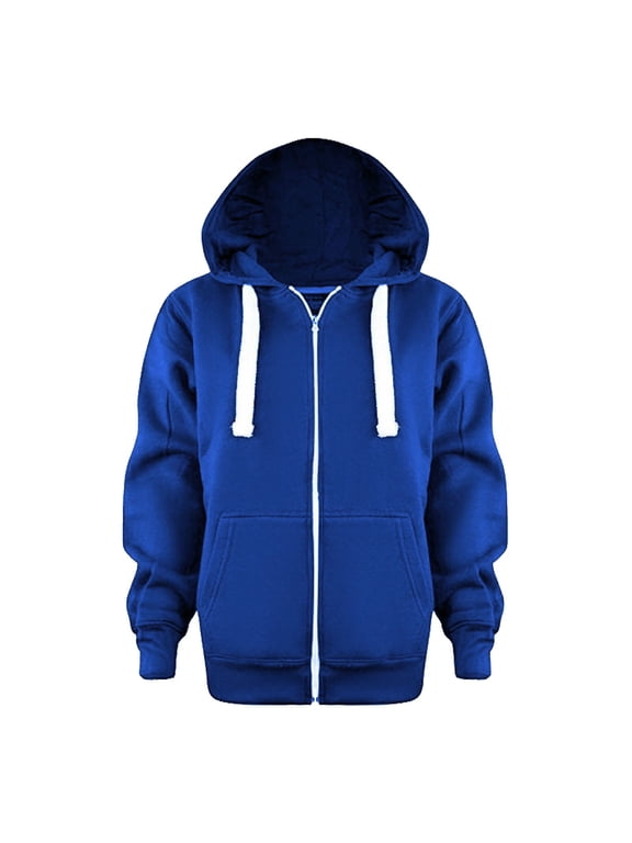 Kids Solid Zip-Up Hoodie, Long Sleeve Sweatshirt Jacket with Pockets for Boys Girls, for School and Weekend Wear, Soft Cotton-Poly Blend