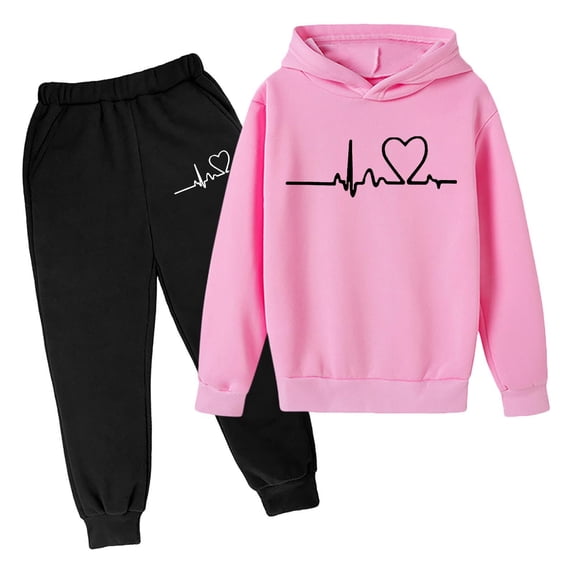 Gaexia Kids Sweatsuit Boys Sweatsuit Set Sweatshirt and Pants Soccer Outfit Solid Color Hoodie Sets 2 Pieces Boys Tracksuit Set 14-16 Athletic Clothes,Pink,6-7 Years