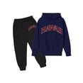 thumbnail image 1 of Gaexia Kids Sweatsuit Sweatsuits for Boys Hoodies and Joggers Pants Set Soccer Outfit Solid Color Hoodie Sets 2 Pieces Big Boys Tracksuit Back To School Fashion,Dark Blue,7-8 Years, 1 of 2