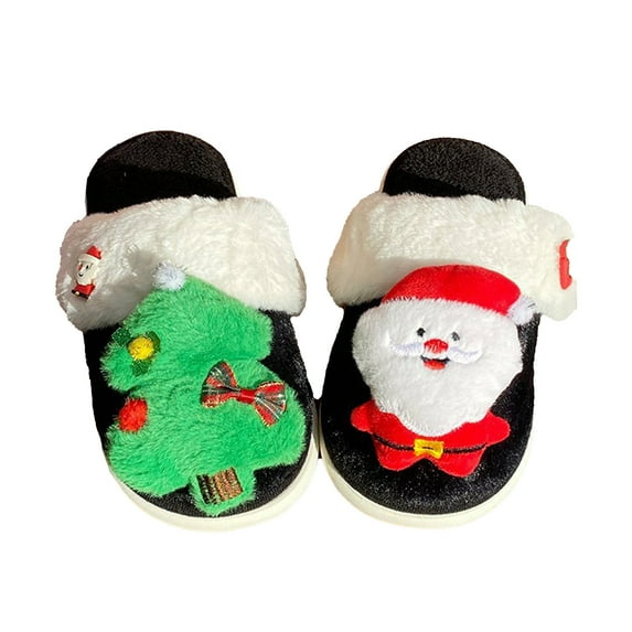 Gaexia Ladies Fashion Christmas Deer Closed Toe Flat Bottom Warm Slippers - w42-Black