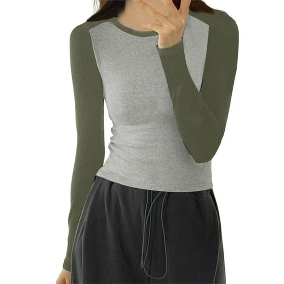 Gaexia Long Sleeve Crop Tops for Women Gym Square Neck Trendy Stretchy Long Sleeve Shirts Fitted Tops Basic Tee Tunic Tops T Shirts Y2k Clothes Streetwear