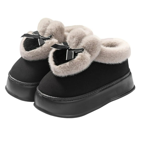 Gaexia Memory Foam On Shoes for Winter Warm Lined Indoor Outdoor Slide Mule With Arch Support - w02-Black